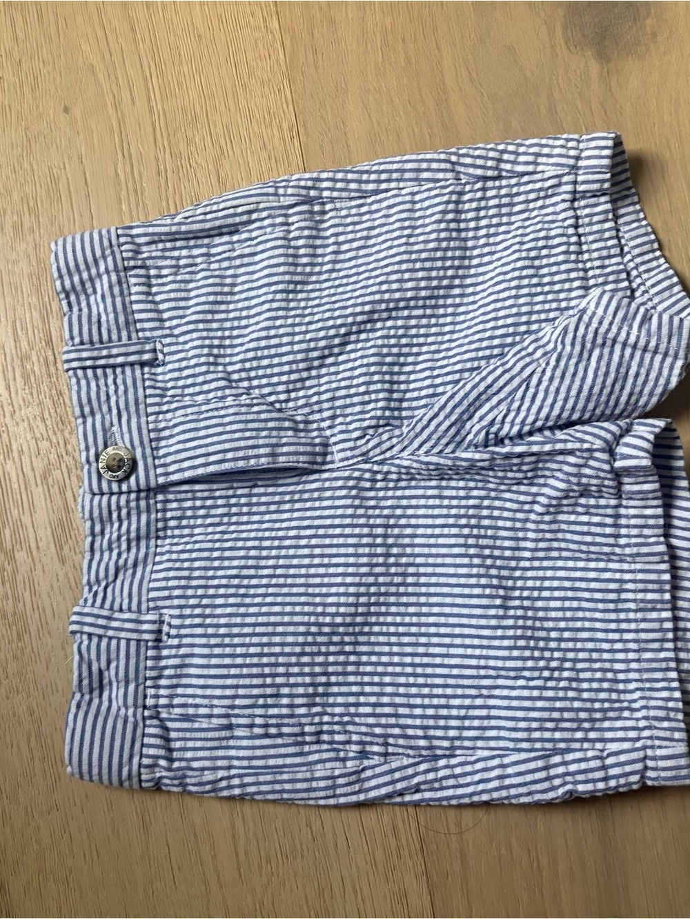 Janie and Jack Blue and White Striped Seersucker Shorts